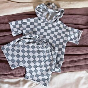 Kids Checkered Gray Matching Set
